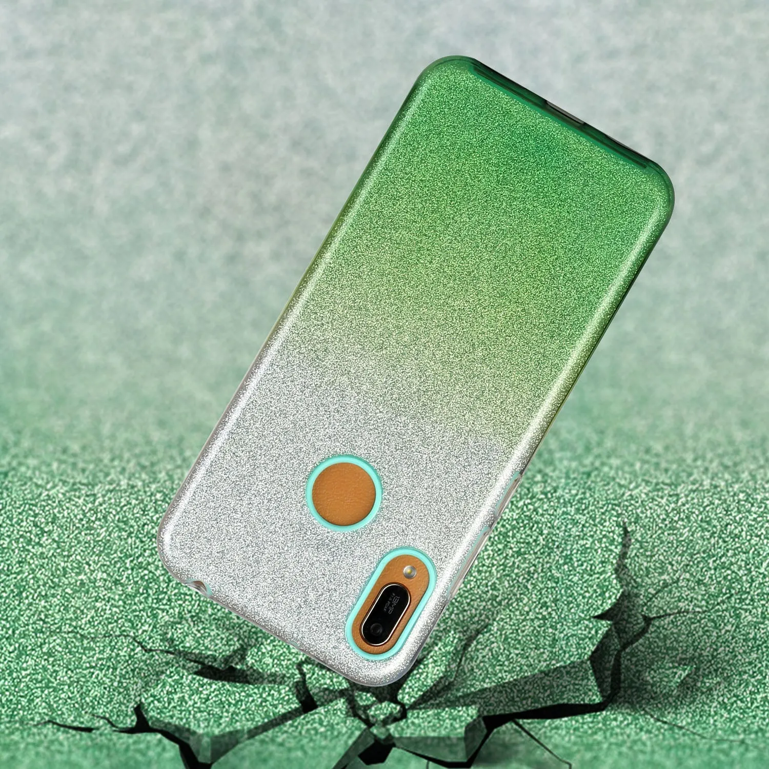 for HUAWEI P20 LITE/P30 LITE/P40 LITE/Nova6SE/Nova 7i Phone Case Gradient Color Glitter Powder Phone Cover with Airbag Bracket green