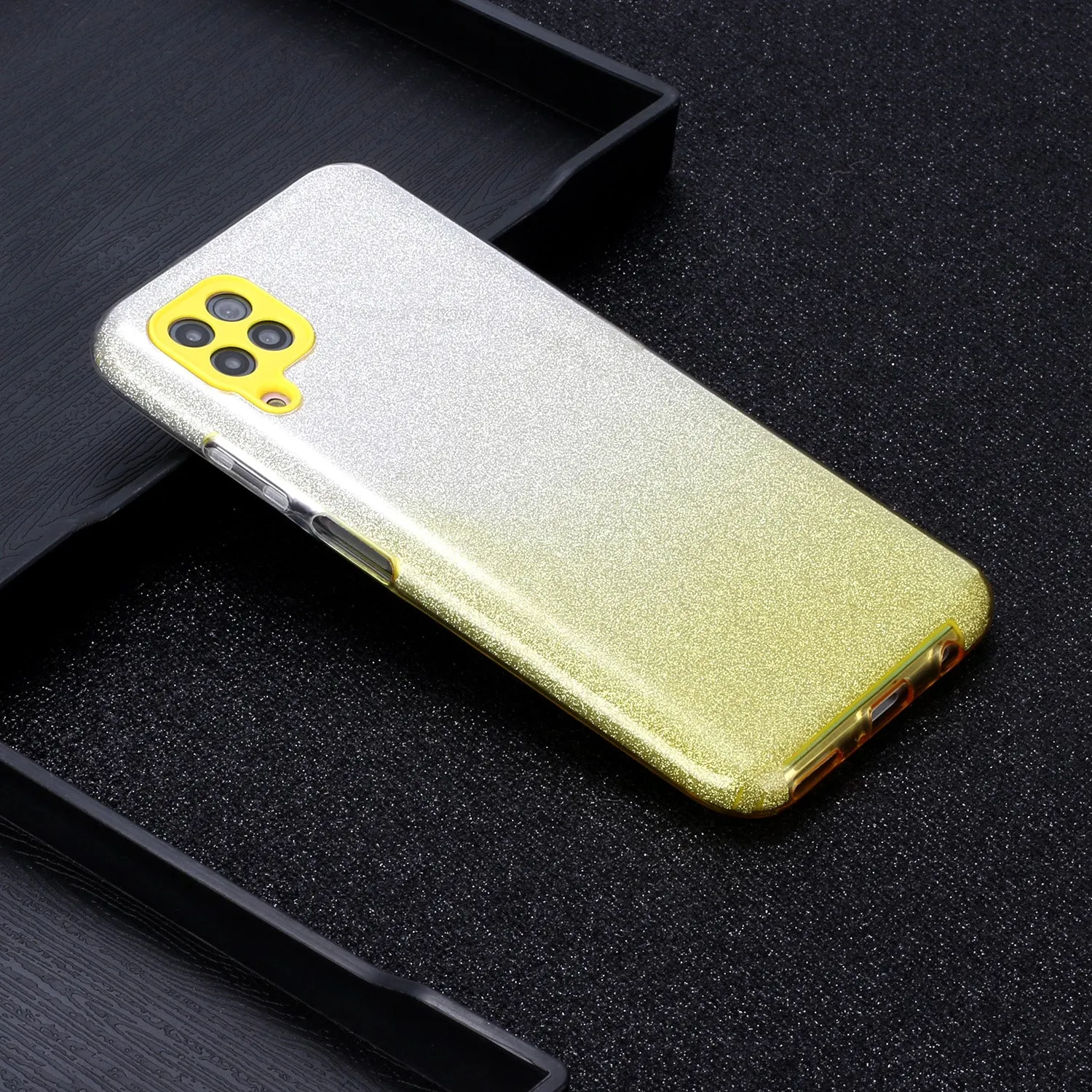 for HUAWEI P20 LITE/P30 LITE/P40 LITE/Nova6SE/Nova 7i Phone Case Gradient Color Glitter Powder Phone Cover with Airbag Bracket yellow