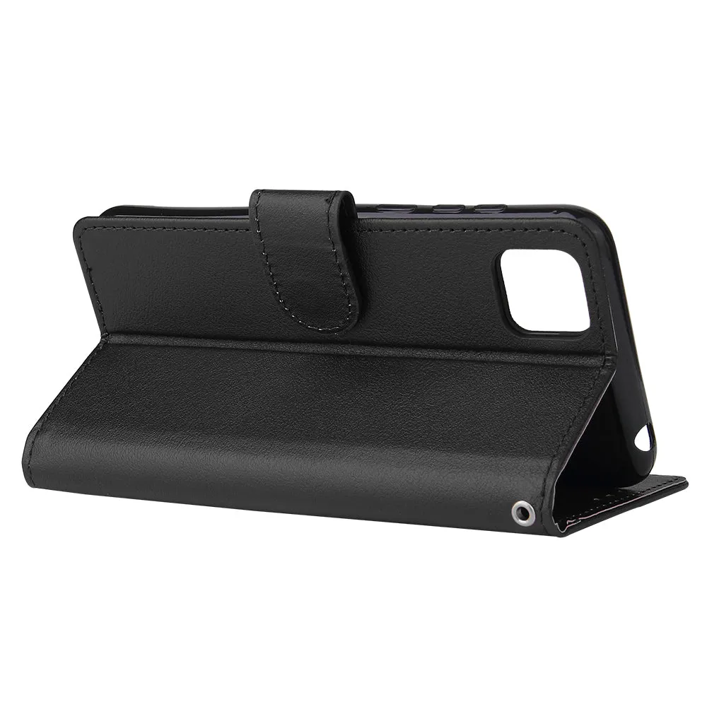For HUAWEI PSmart 2020/Y5P/Y6P PU Leather Mobile Phone Cover with 3 Cards Slots Phone Frame black