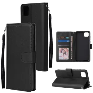 For HUAWEI PSmart 2020/Y5P/Y6P PU Leather Mobile Phone Cover with 3 Cards Slots Phone Frame black