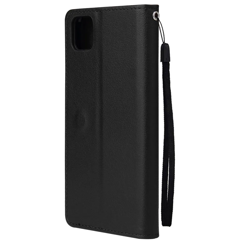 For HUAWEI PSmart 2020/Y5P/Y6P PU Leather Mobile Phone Cover with 3 Cards Slots Phone Frame black