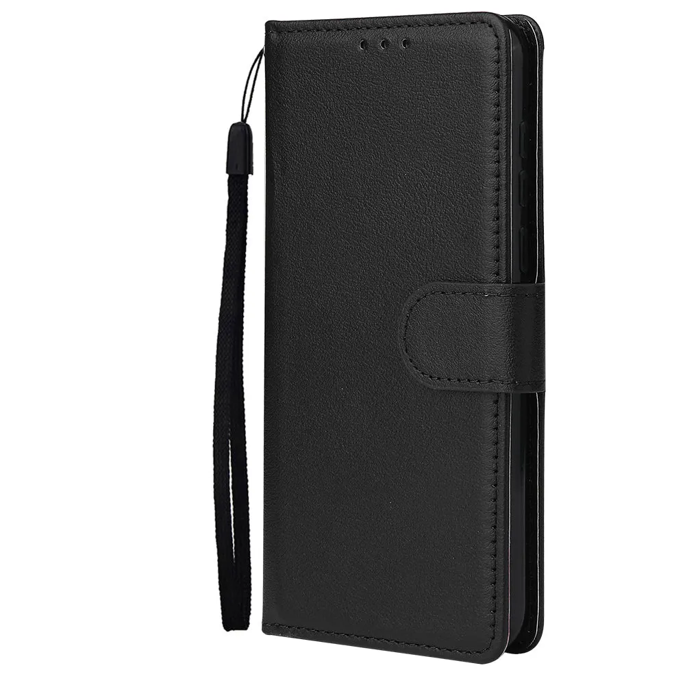 For HUAWEI PSmart 2020/Y5P/Y6P PU Leather Mobile Phone Cover with 3 Cards Slots Phone Frame black
