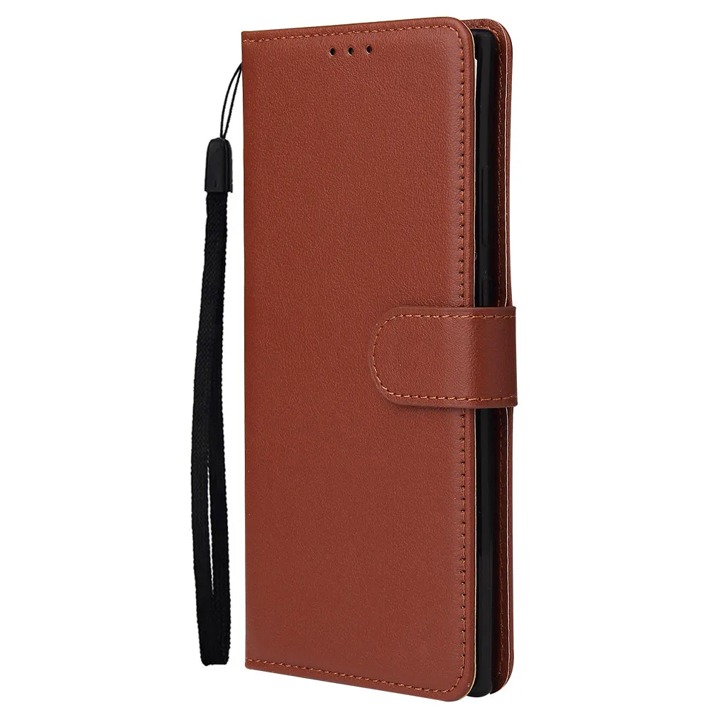 For HUAWEI PSmart 2020/Y5P/Y6P PU Leather Mobile Phone Cover with 3 Cards Slots Phone Frame brown