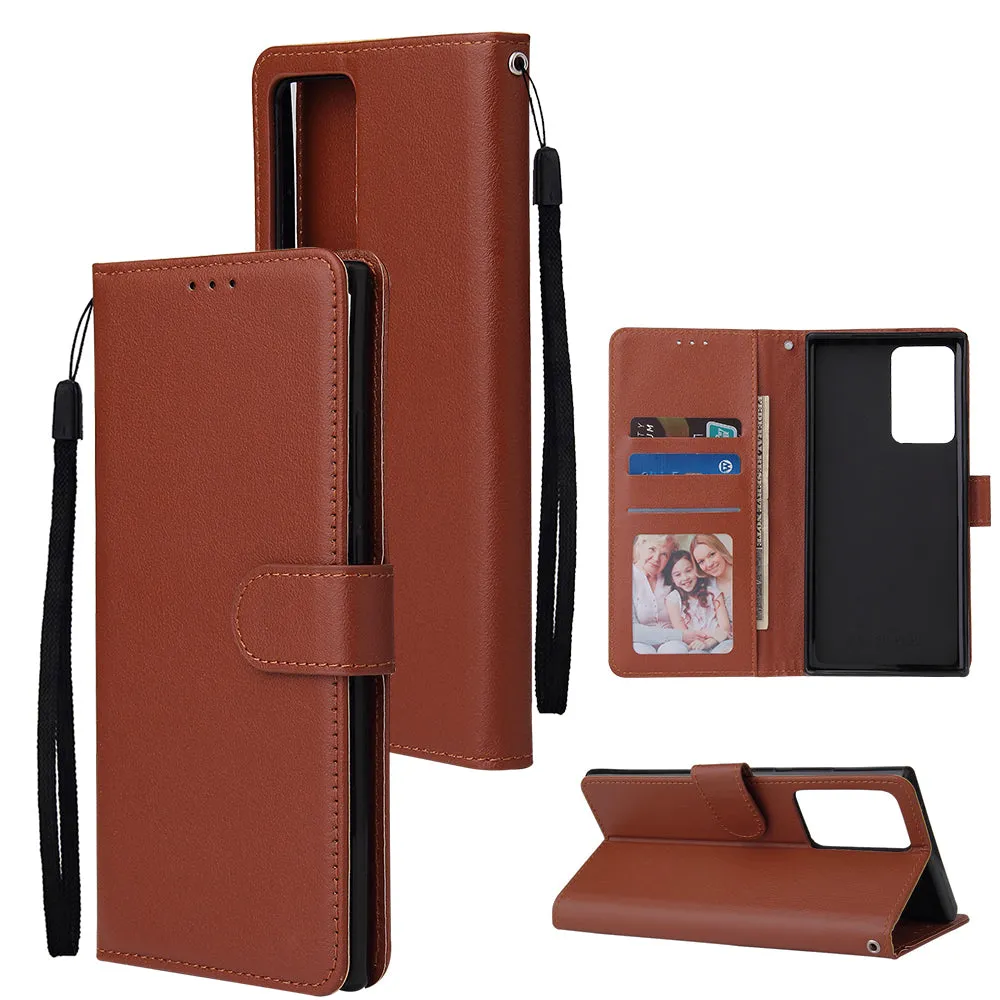 For HUAWEI PSmart 2020/Y5P/Y6P PU Leather Mobile Phone Cover with 3 Cards Slots Phone Frame brown