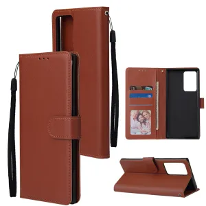 For HUAWEI PSmart 2020/Y5P/Y6P PU Leather Mobile Phone Cover with 3 Cards Slots Phone Frame brown