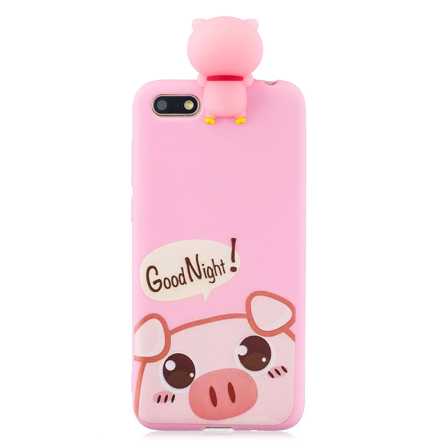 For HUAWEI Y5 2018 3D Cute Coloured Painted Animal TPU Anti-scratch Non-slip Protective Cover Back Case Rose red