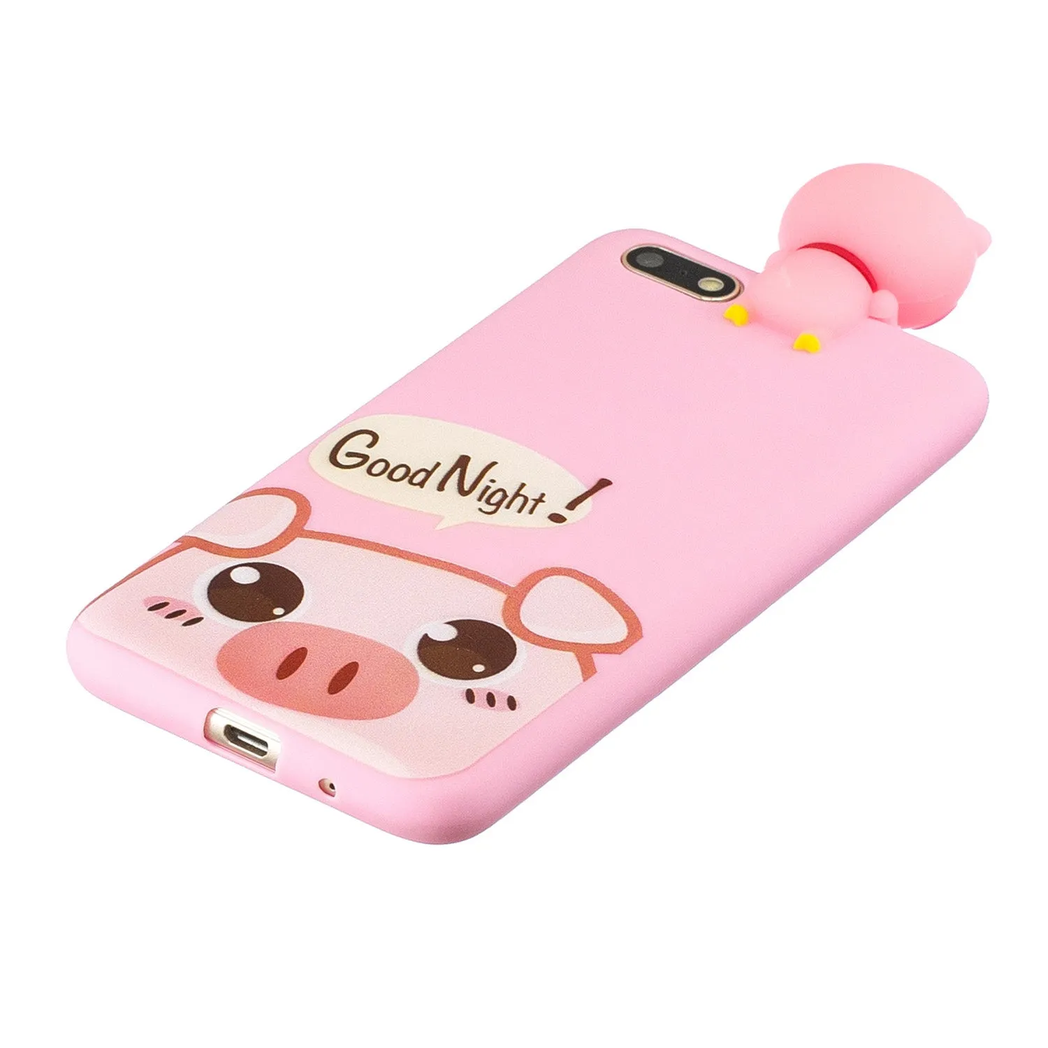 For HUAWEI Y5 2018 3D Cute Coloured Painted Animal TPU Anti-scratch Non-slip Protective Cover Back Case Rose red