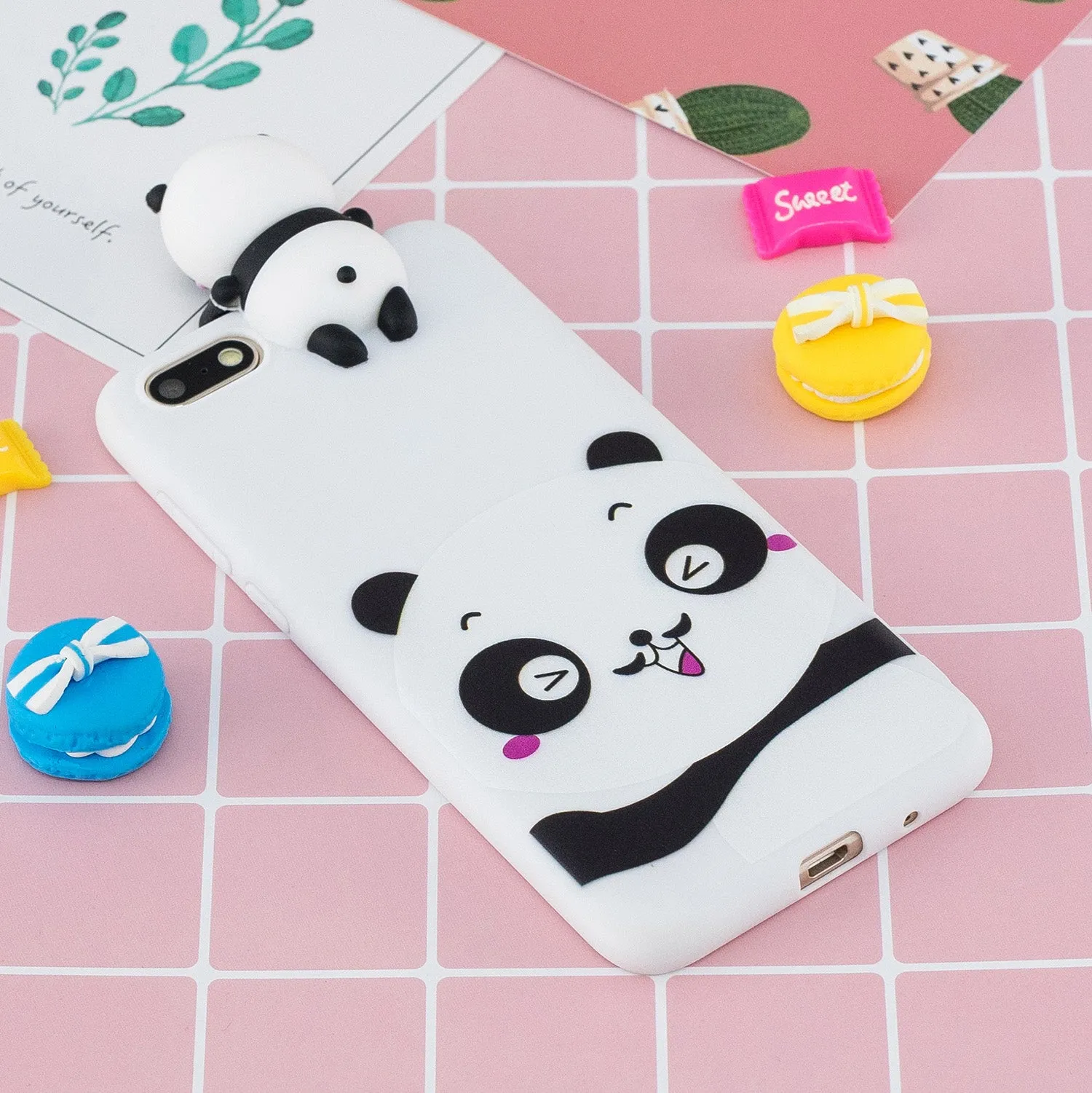 For HUAWEI Y5 2018 3D Cute Coloured Painted Animal TPU Anti-scratch Non-slip Protective Cover Back Case white