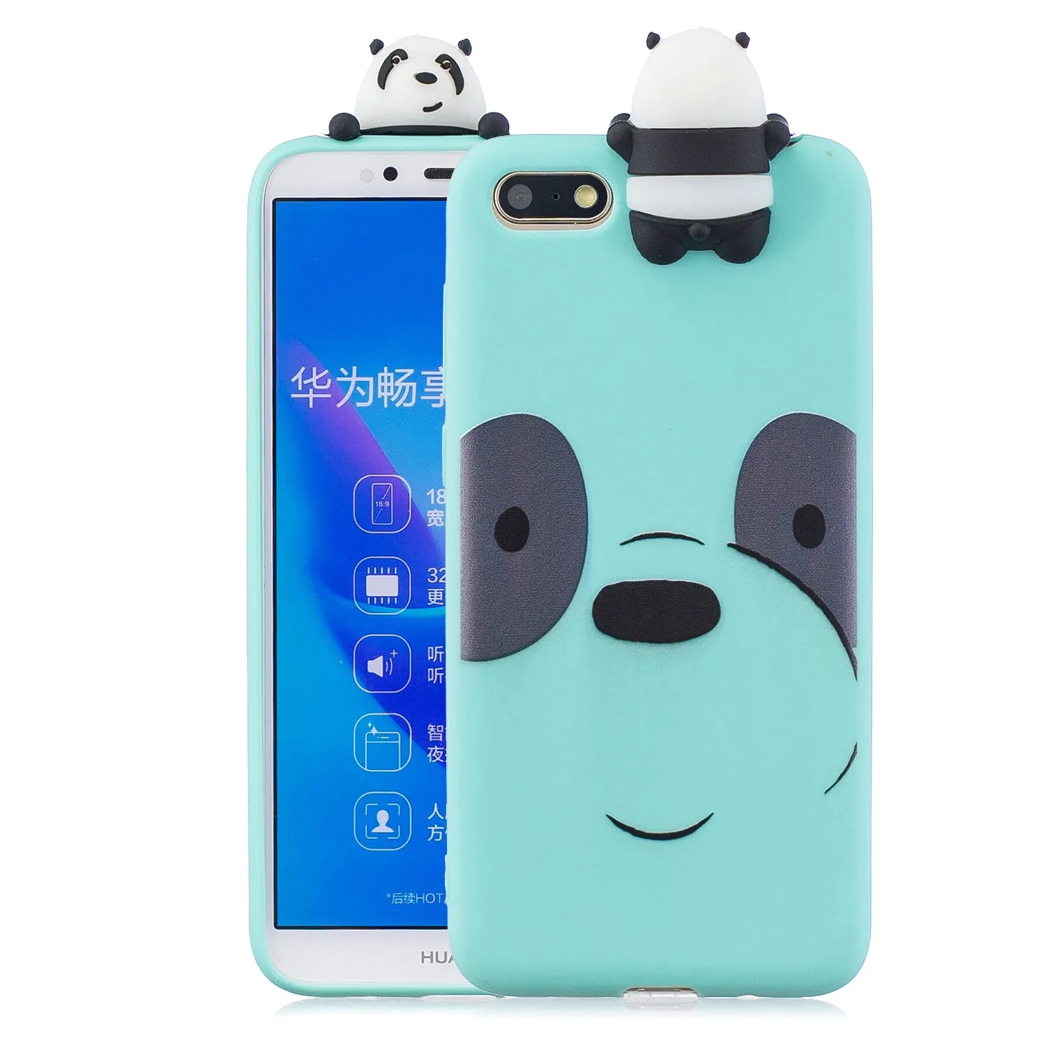 For HUAWEI Y5 2018 3D Cute Coloured Painted Animal TPU Anti-scratch Non-slip Protective Cover Back Case white