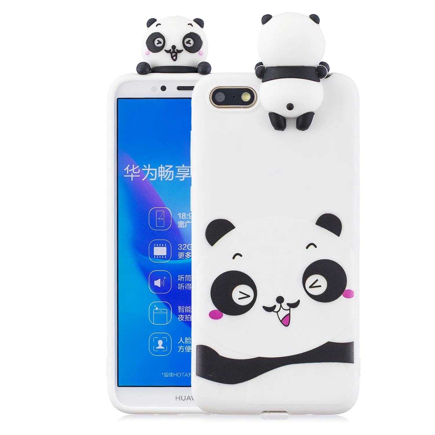 For HUAWEI Y5 2018 3D Cute Coloured Painted Animal TPU Anti-scratch Non-slip Protective Cover Back Case white