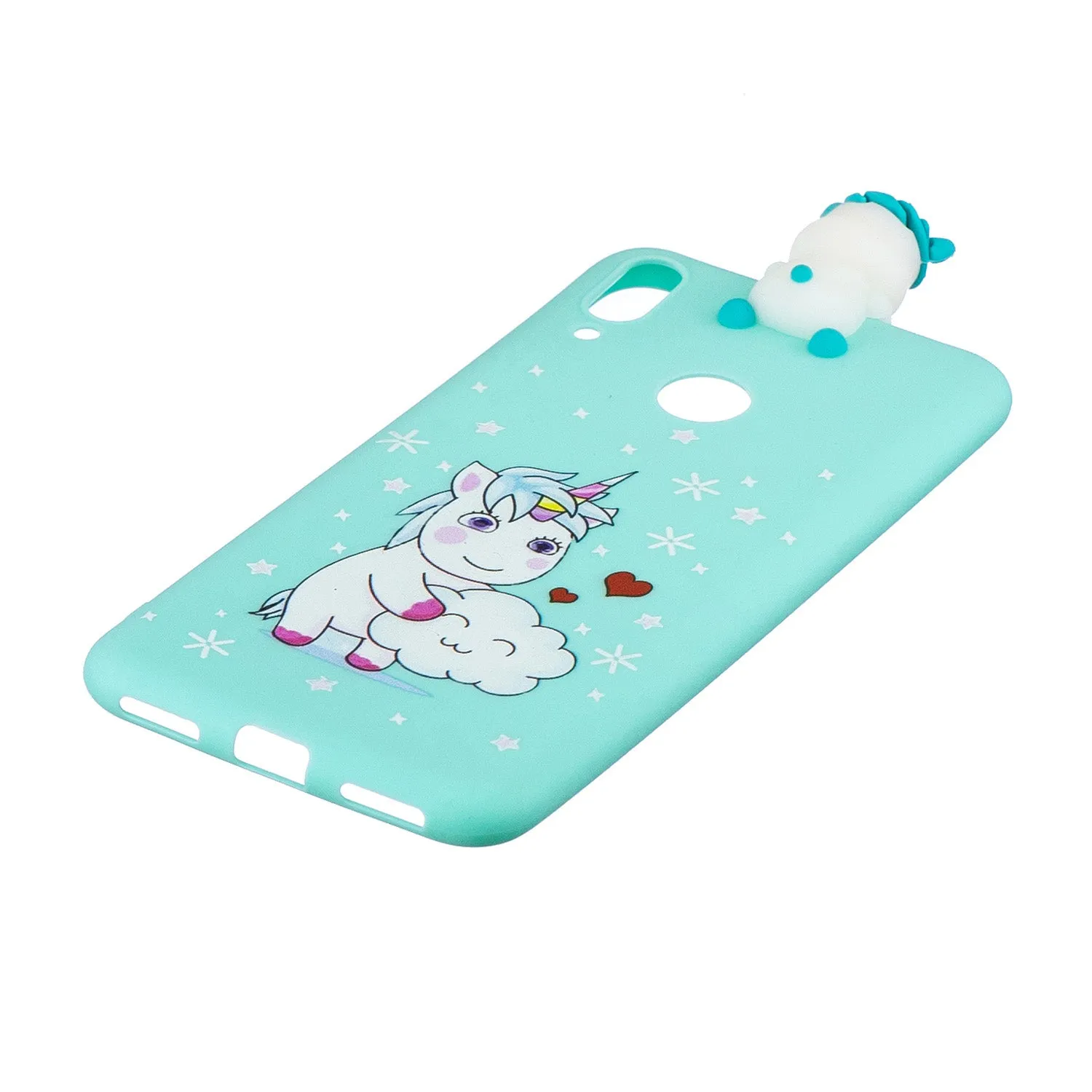 For Huawei Y7 2019 3D Cartoon Lovely Coloured Painted Soft TPU Back Cover Non-slip Shockproof Full Protective Case Love unicorn