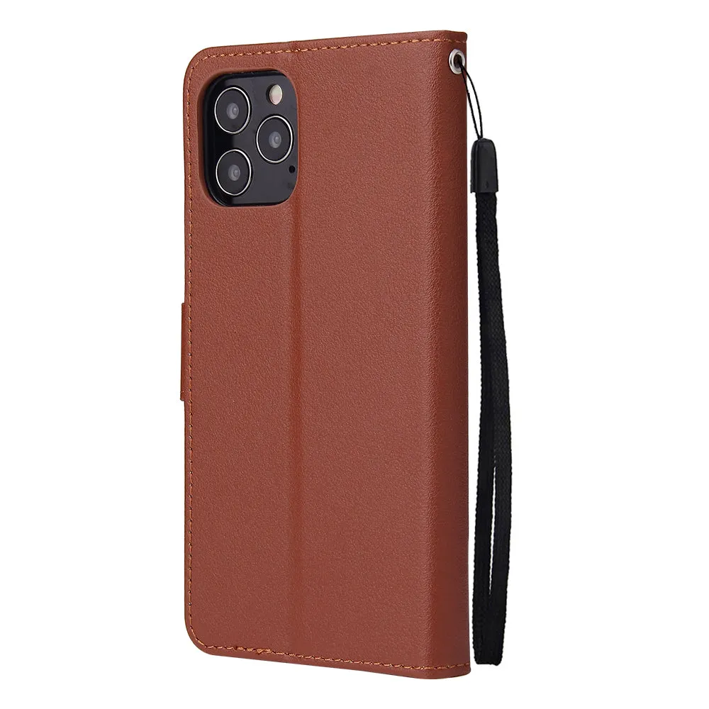 For Iphone 12 5.4 inch/6.1 inch/ 6.7 inch PU Leather Three-card Photo Frame Front Buckle Mobile Phone shell Golden