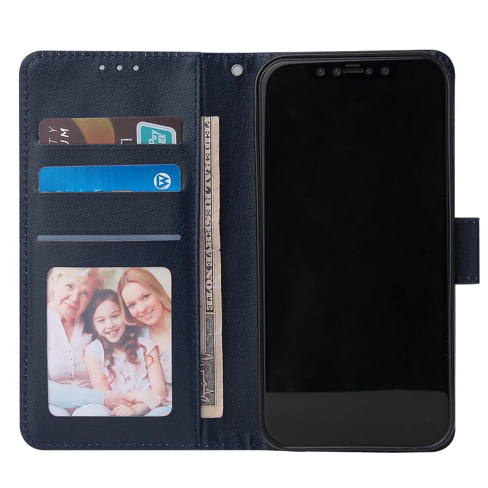 For Iphone 12 5.4 inch/6.1 inch/ 6.7 inch PU Leather Three-card Photo Frame Front Buckle Mobile Phone shell Golden
