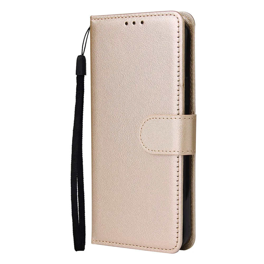 For Iphone 12 5.4 inch/6.1 inch/ 6.7 inch PU Leather Three-card Photo Frame Front Buckle Mobile Phone shell Golden