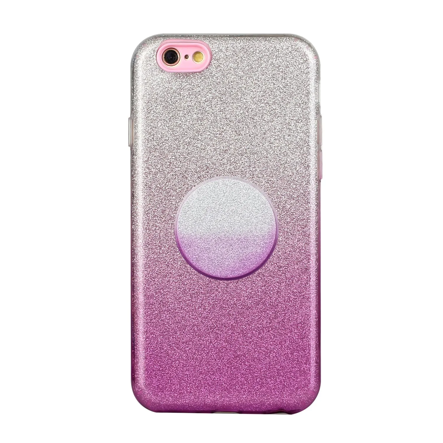 For iphone 6/6S/6 plus/6S plus/7/8/SE 2020 Phone Case Gradient Color Glitter Powder Phone Cover with Airbag Bracket blue