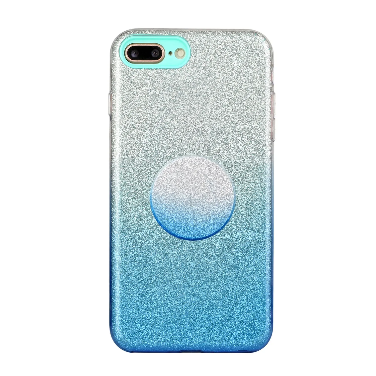 For iphone 6/6S/6 plus/6S plus/7/8/SE 2020 Phone Case Gradient Color Glitter Powder Phone Cover with Airbag Bracket blue