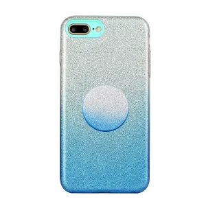 For iphone 6/6S/6 plus/6S plus/7/8/SE 2020 Phone Case Gradient Color Glitter Powder Phone Cover with Airbag Bracket blue