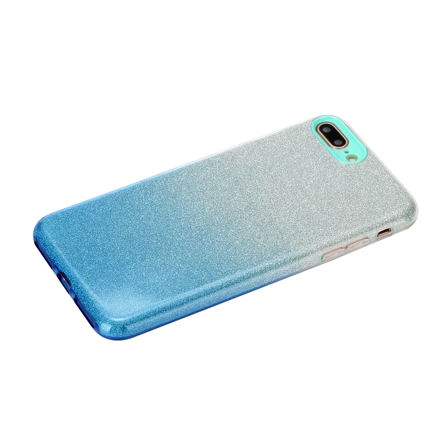 For iphone 6/6S/6 plus/6S plus/7/8/SE 2020 Phone Case Gradient Color Glitter Powder Phone Cover with Airbag Bracket blue