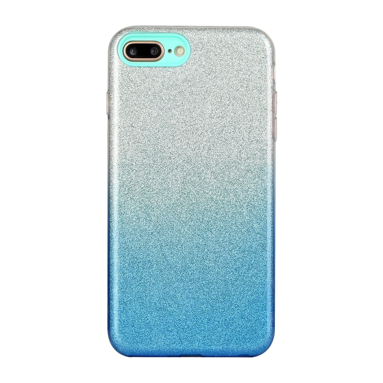 For iphone 6/6S/6 plus/6S plus/7/8/SE 2020 Phone Case Gradient Color Glitter Powder Phone Cover with Airbag Bracket blue