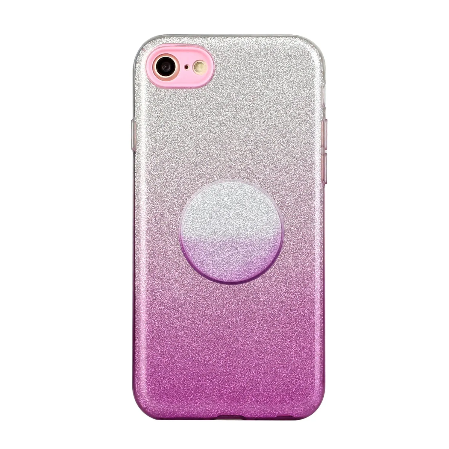 For iphone 6/6S/6 plus/6S plus/7/8/SE 2020 Phone Case Gradient Color Glitter Powder Phone Cover with Airbag Bracket purple