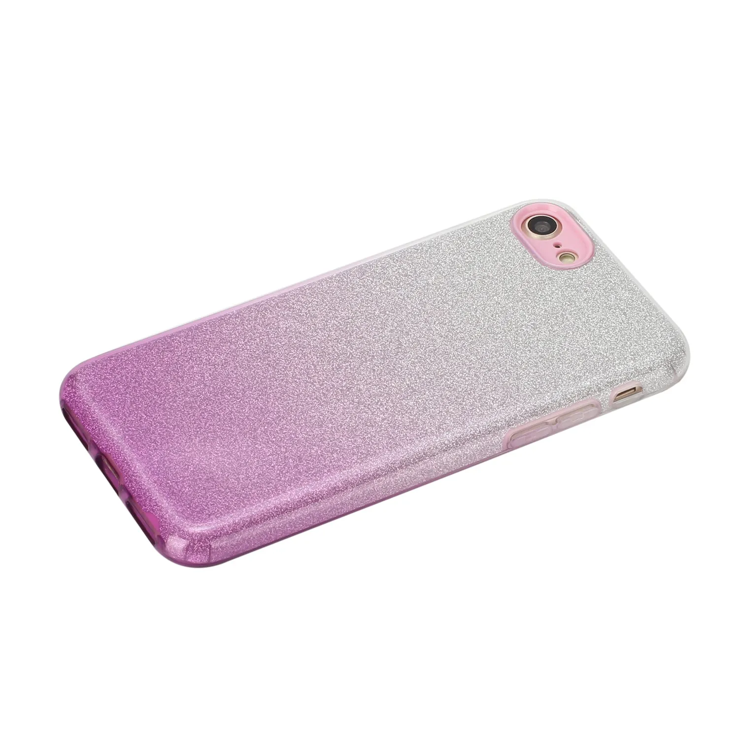 For iphone 6/6S/6 plus/6S plus/7/8/SE 2020 Phone Case Gradient Color Glitter Powder Phone Cover with Airbag Bracket purple
