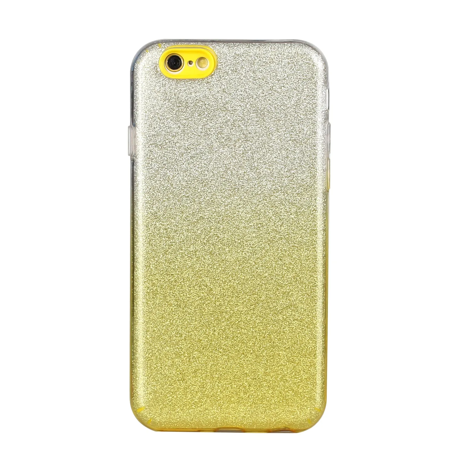 For iphone 6/6S/6 plus/6S plus/7/8/SE 2020 Phone Case Gradient Color Glitter Powder Phone Cover with Airbag Bracket yellow