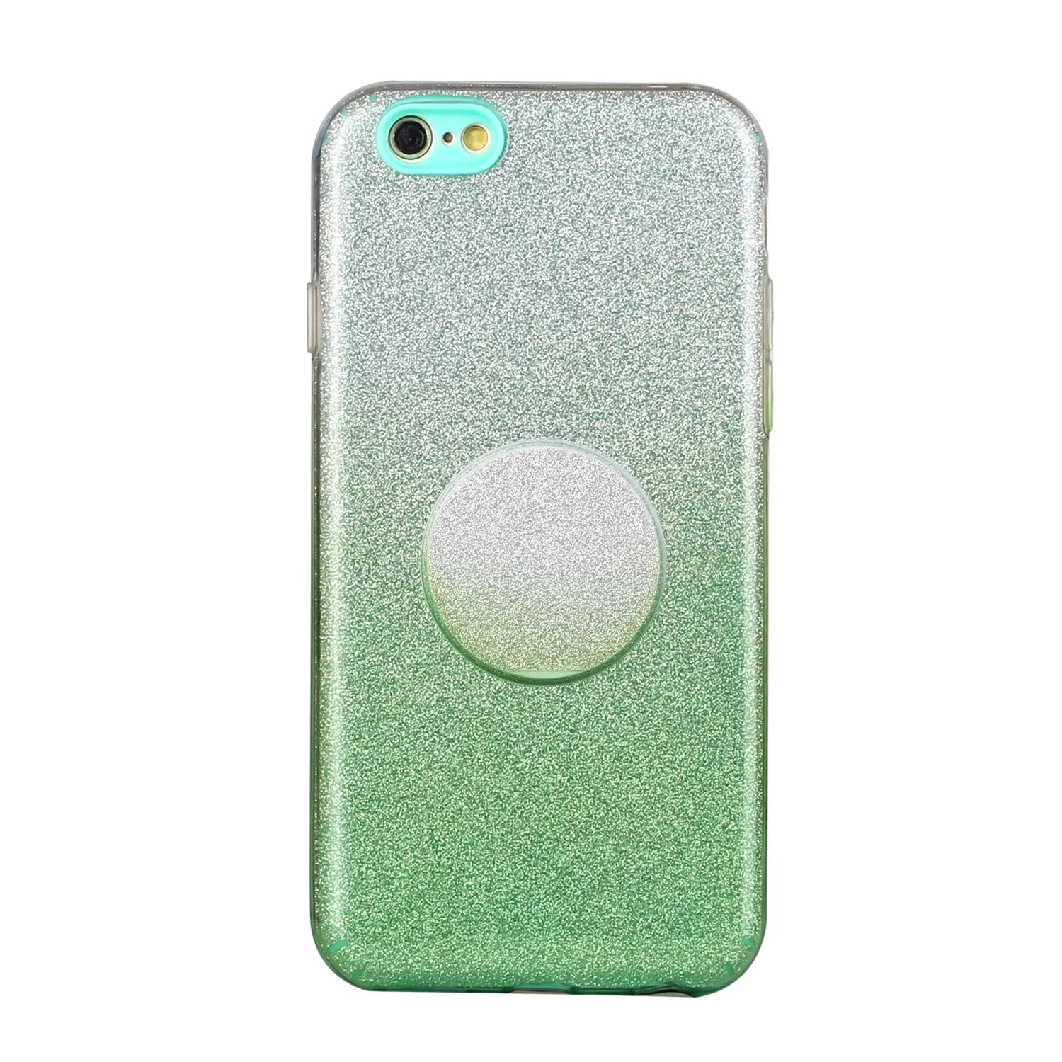 For iphone 6/6S/6 plus/6S plus/7/8/SE 2020 Phone Case Gradient Color Glitter Powder Phone Cover with Airbag Bracket yellow