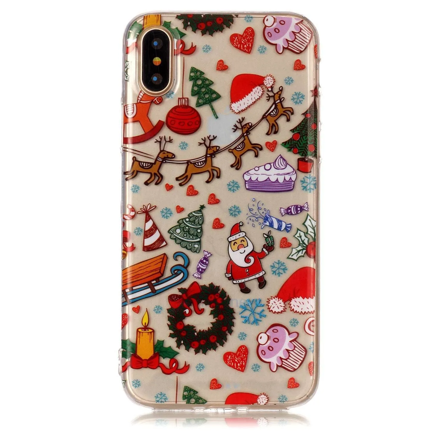 For iPhoneX Cute Cell Phone Case Christmas Style Gifts TPU Soft Phone Shell