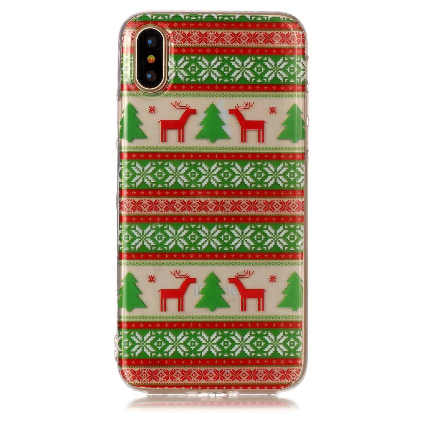 For iPhoneX Cute Cell Phone Case Christmas Style Gifts TPU Soft Phone Shell