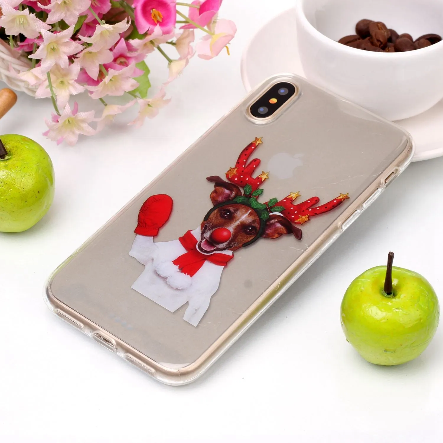 For iPhoneX Cute Cell Phone Case Christmas Style Gifts TPU Soft Phone Shell