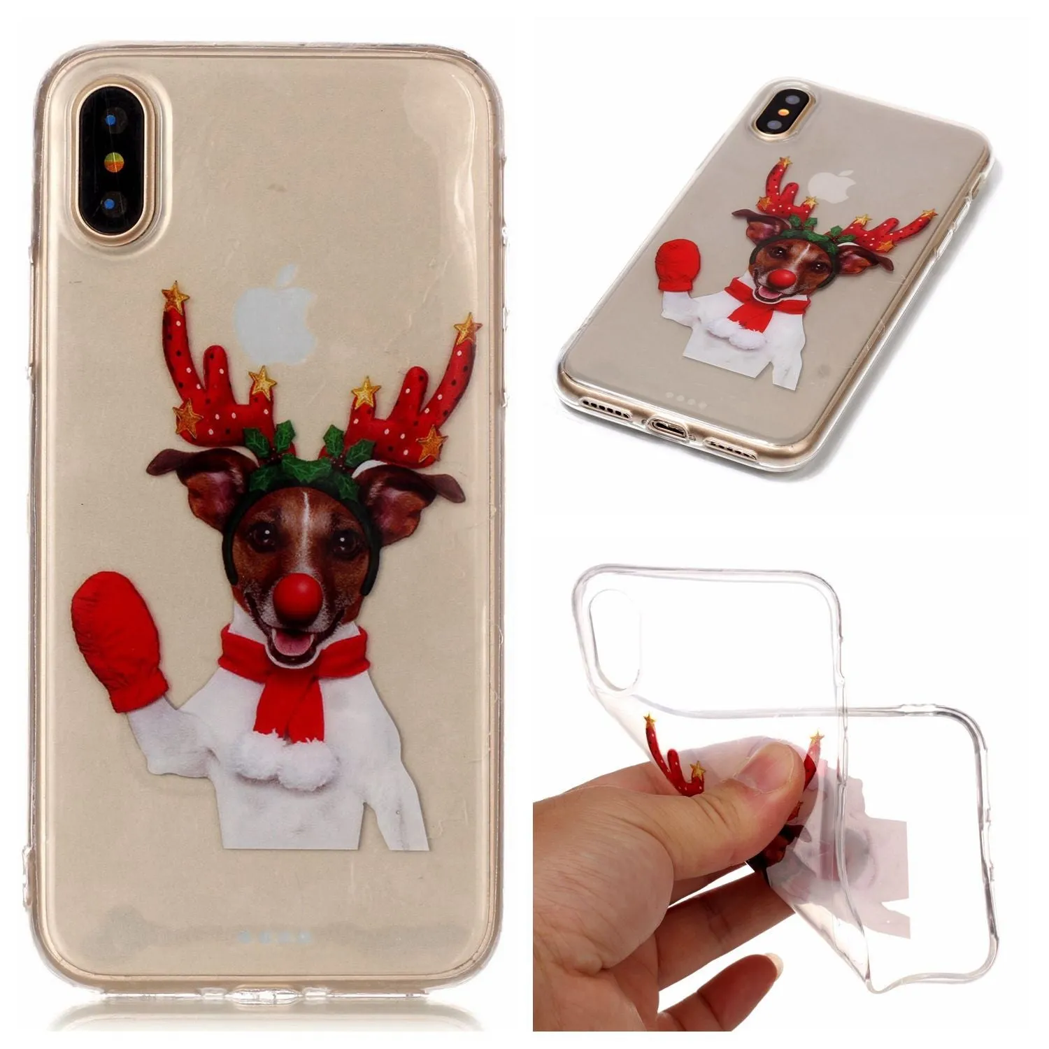 For iPhoneX Cute Cell Phone Case Christmas Style Gifts TPU Soft Phone Shell