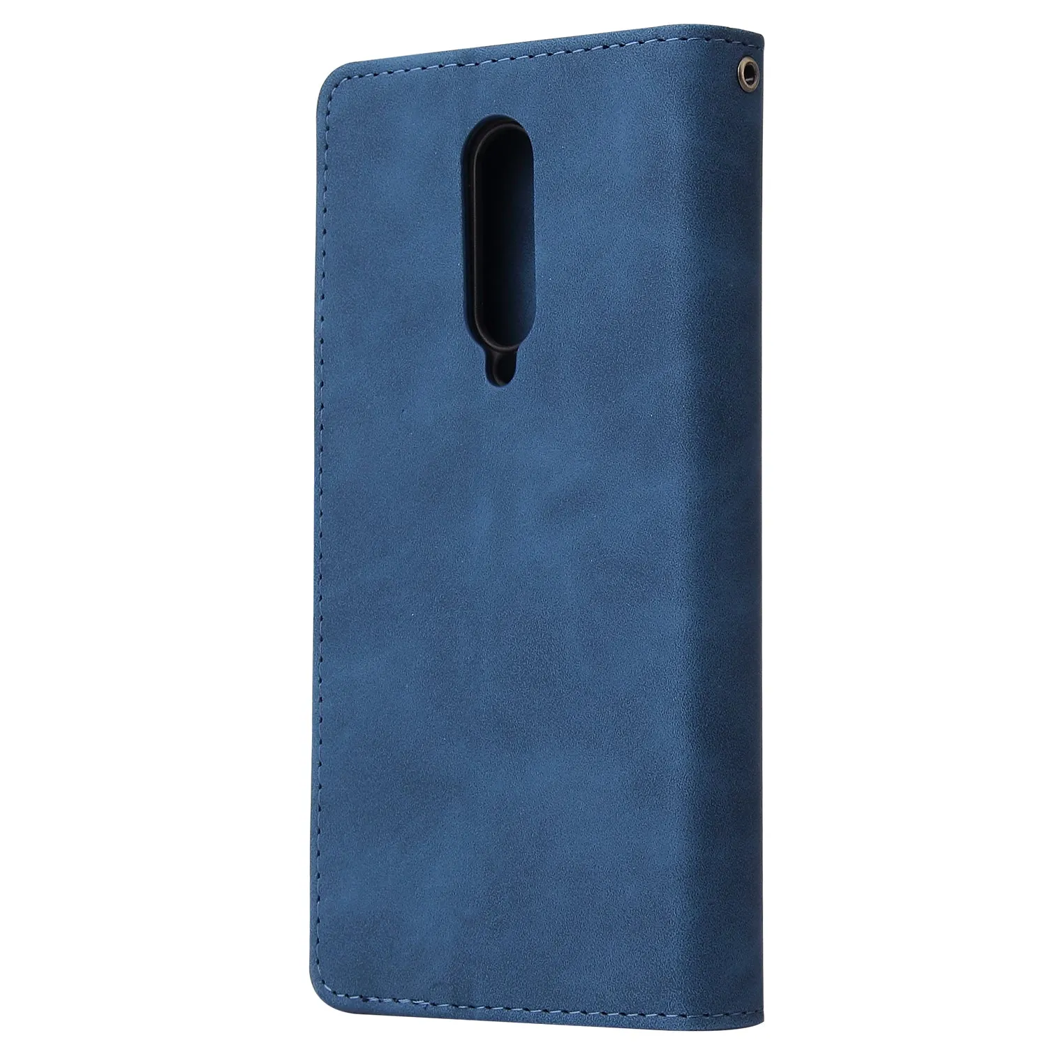 For One plus 8 Zipper Purse Leather Mobile Phone Cover with Cards Slot Phone Bracket 2 blue
