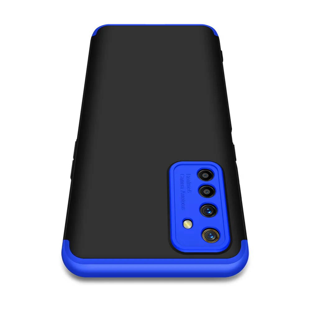 For OPPO Realme 6 Mobile Phone Cover 360 Degree Full Protection Phone Case Blue black blue