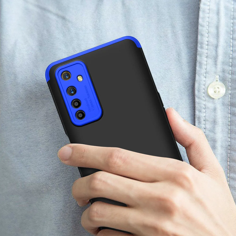 For OPPO Realme 6 Mobile Phone Cover 360 Degree Full Protection Phone Case Blue black blue