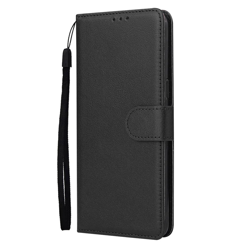 For OPPO Realme C3/Realme 6 PU Leather Mobile Phone Cover with 3 Cards Slots Phone Frame black