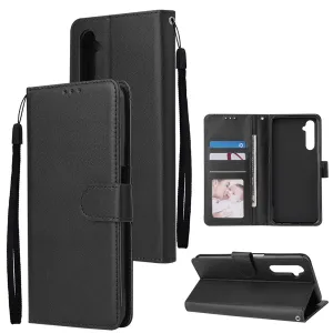For OPPO Realme C3/Realme 6 PU Leather Mobile Phone Cover with 3 Cards Slots Phone Frame black
