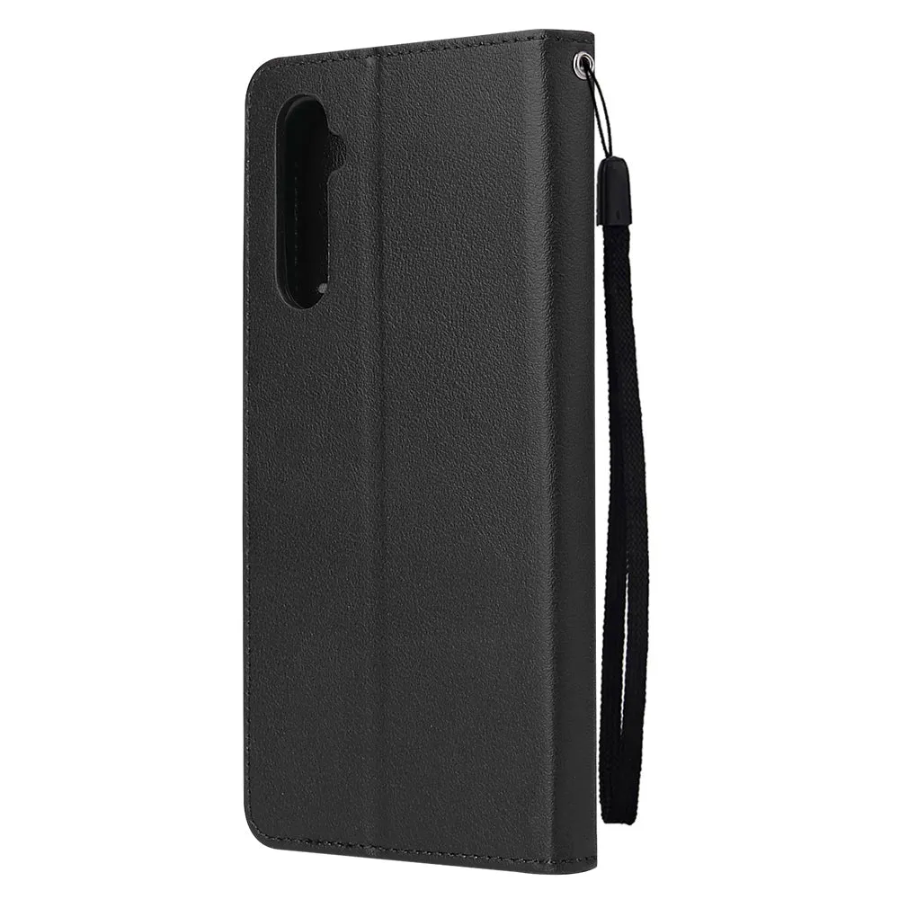 For OPPO Realme C3/Realme 6 PU Leather Mobile Phone Cover with 3 Cards Slots Phone Frame black