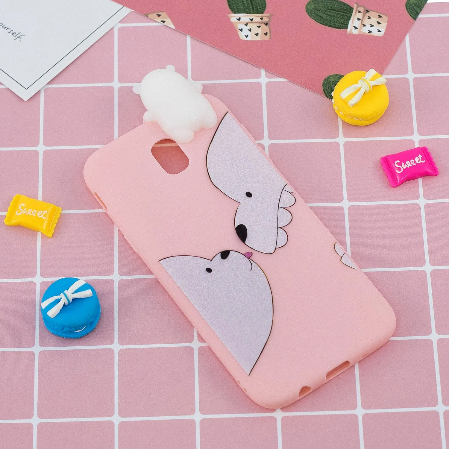 For Redmi 8A 3D Cartoon Painting Back Cover Soft TPU Mobile Phone Case Shell Big white bear