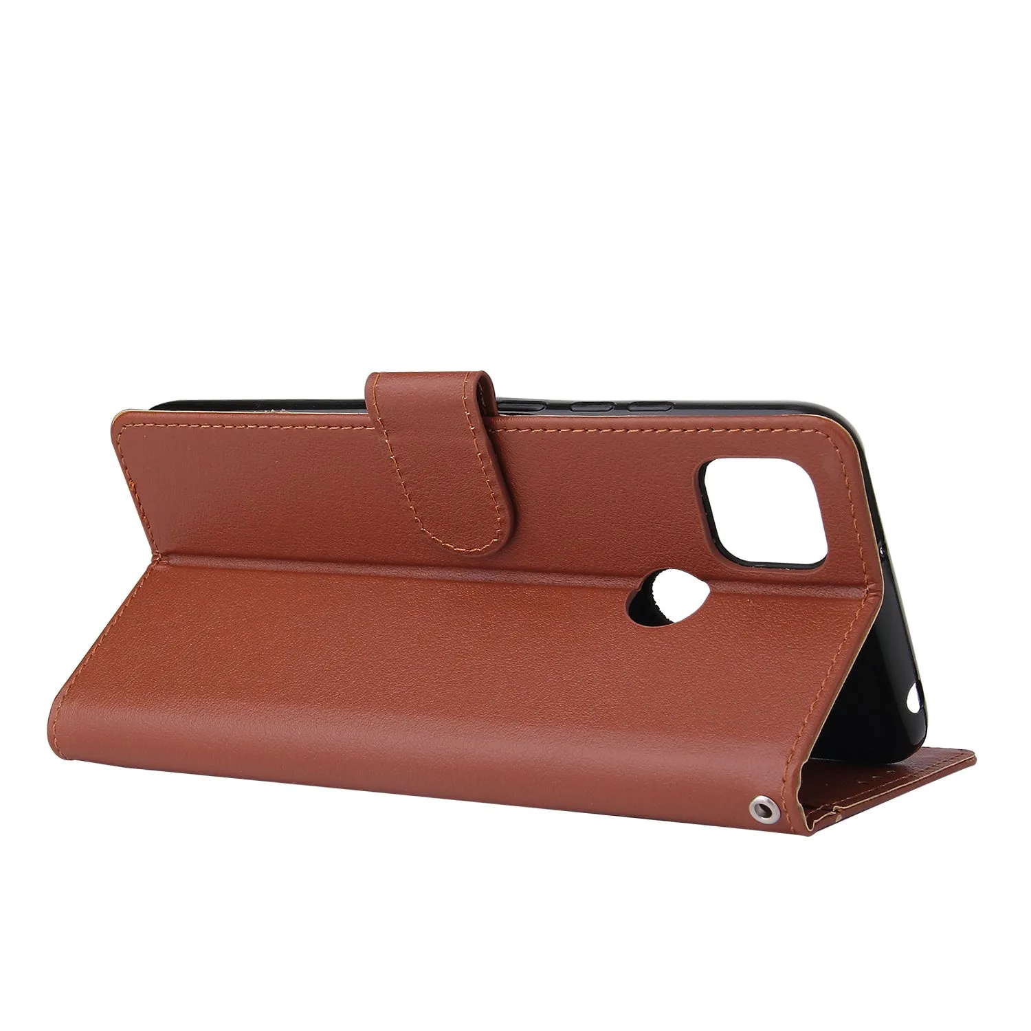 For Redmi 9A/Redmi 9C PU Leather Mobile Phone Cover with 3 Cards Slots Phone Frame brown