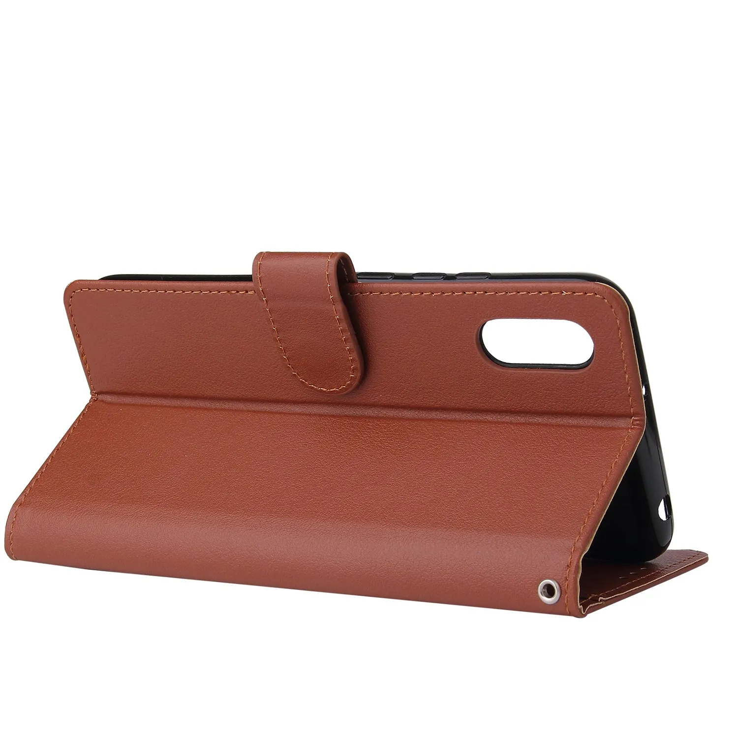For Redmi 9A/Redmi 9C PU Leather Mobile Phone Cover with 3 Cards Slots Phone Frame brown
