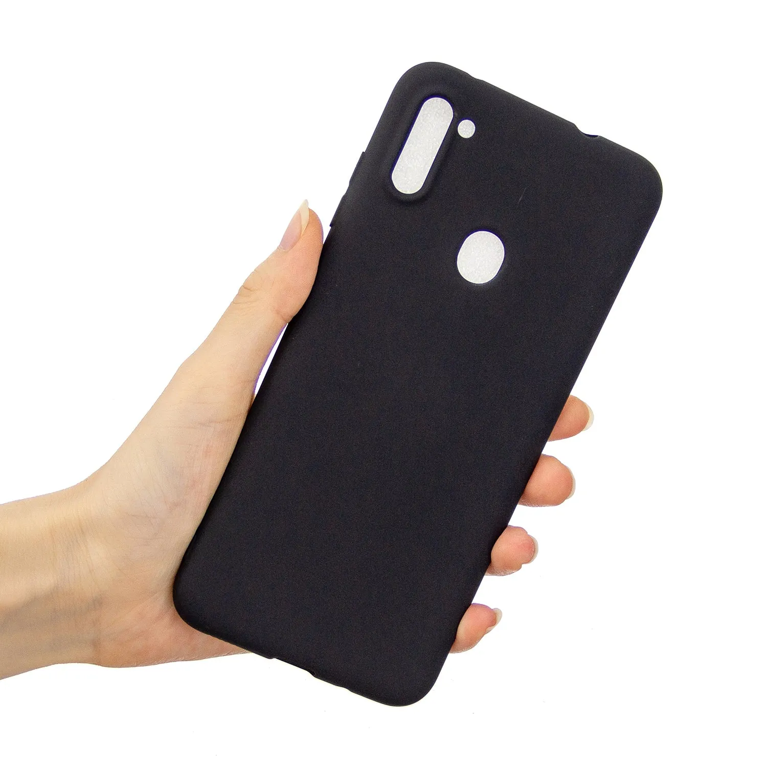 For Samsung A01/ A11/A21/A41/A51/A71/A81/A91 Mobile Phone Case Lovely Candy Color Matte TPU Anti-scratch Non-slip Protective Cover Back Case 1 black