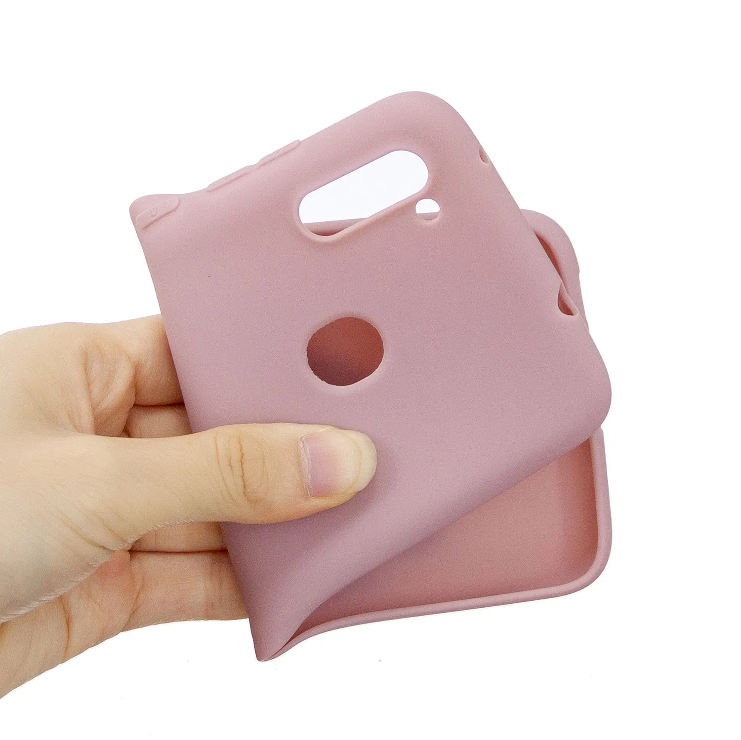 For Samsung A01/ A11/A21/A41/A51/A71/A81/A91 Mobile Phone Case Lovely Candy Color Matte TPU Anti-scratch Non-slip Protective Cover Back Case 11 lotus root pink