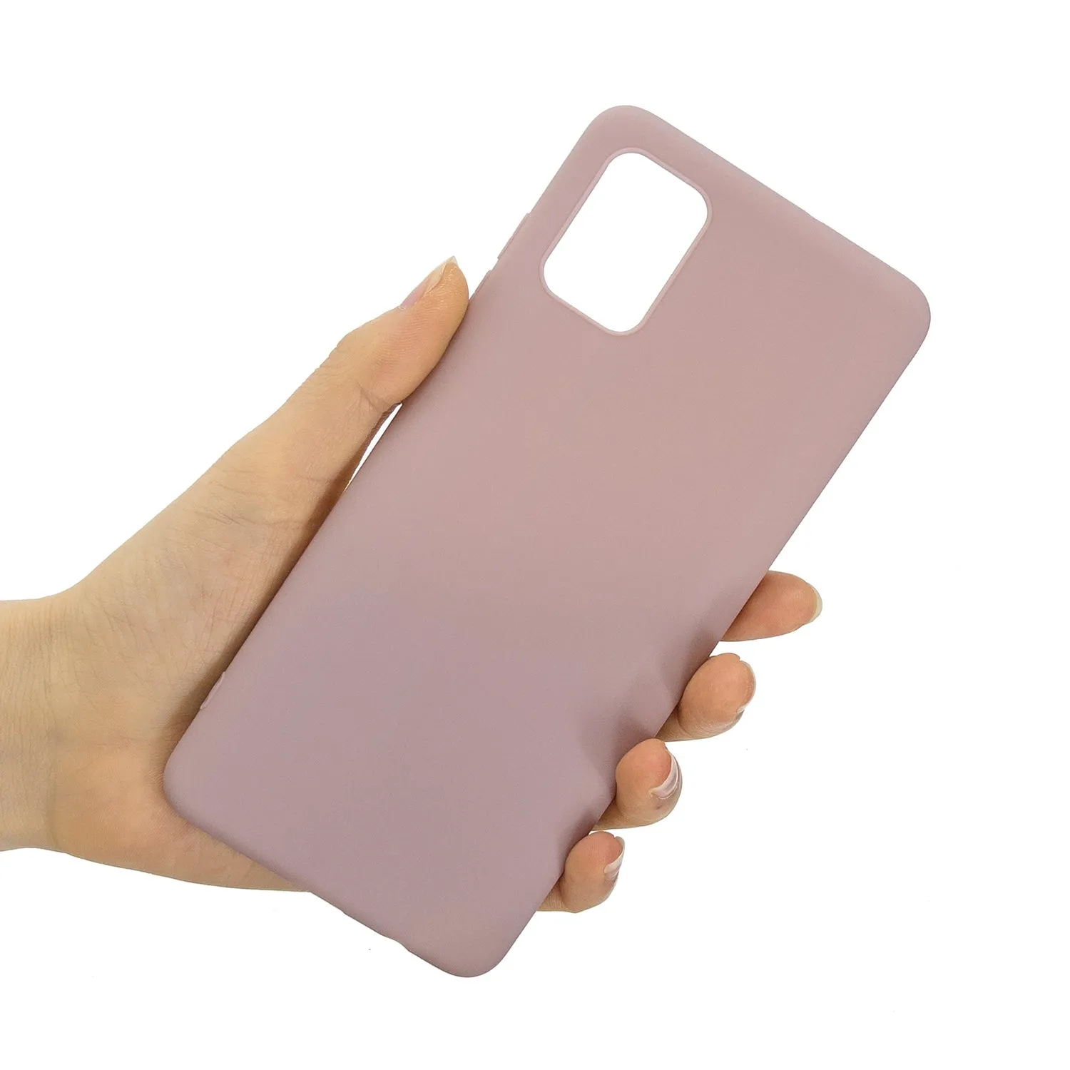 For Samsung A01/ A11/A21/A41/A51/A71/A81/A91 Mobile Phone Case Lovely Candy Color Matte TPU Anti-scratch Non-slip Protective Cover Back Case 11 lotus root pink