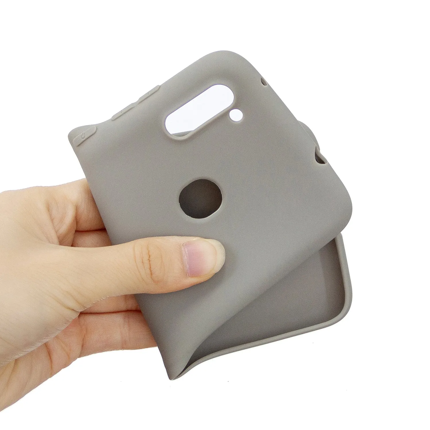 For Samsung A01/ A11/A21/A41/A51/A71/A81/A91 Mobile Phone Case Lovely Candy Color Matte TPU Anti-scratch Non-slip Protective Cover Back Case 12 gray
