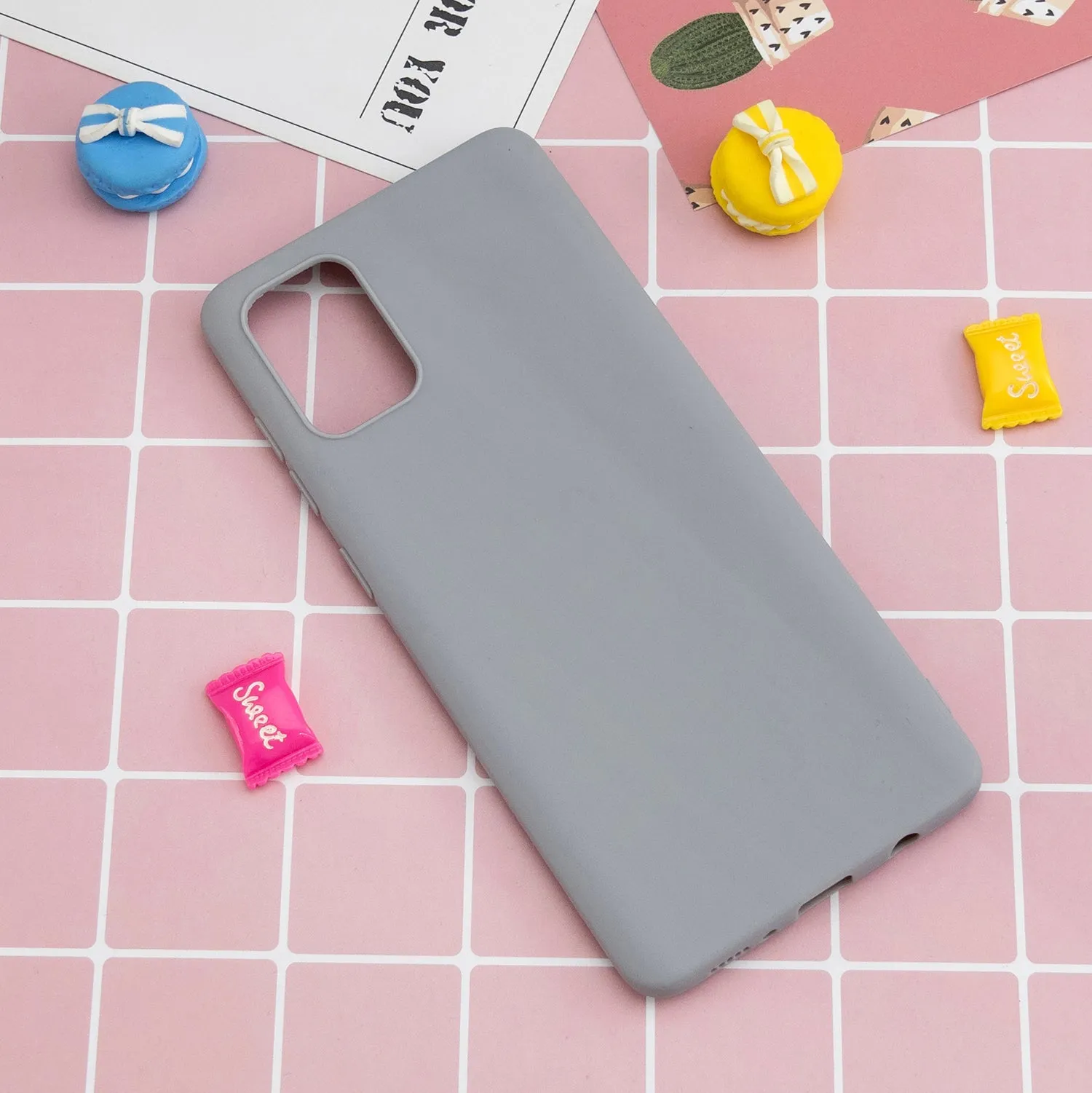 For Samsung A01/ A11/A21/A41/A51/A71/A81/A91 Mobile Phone Case Lovely Candy Color Matte TPU Anti-scratch Non-slip Protective Cover Back Case 12 gray