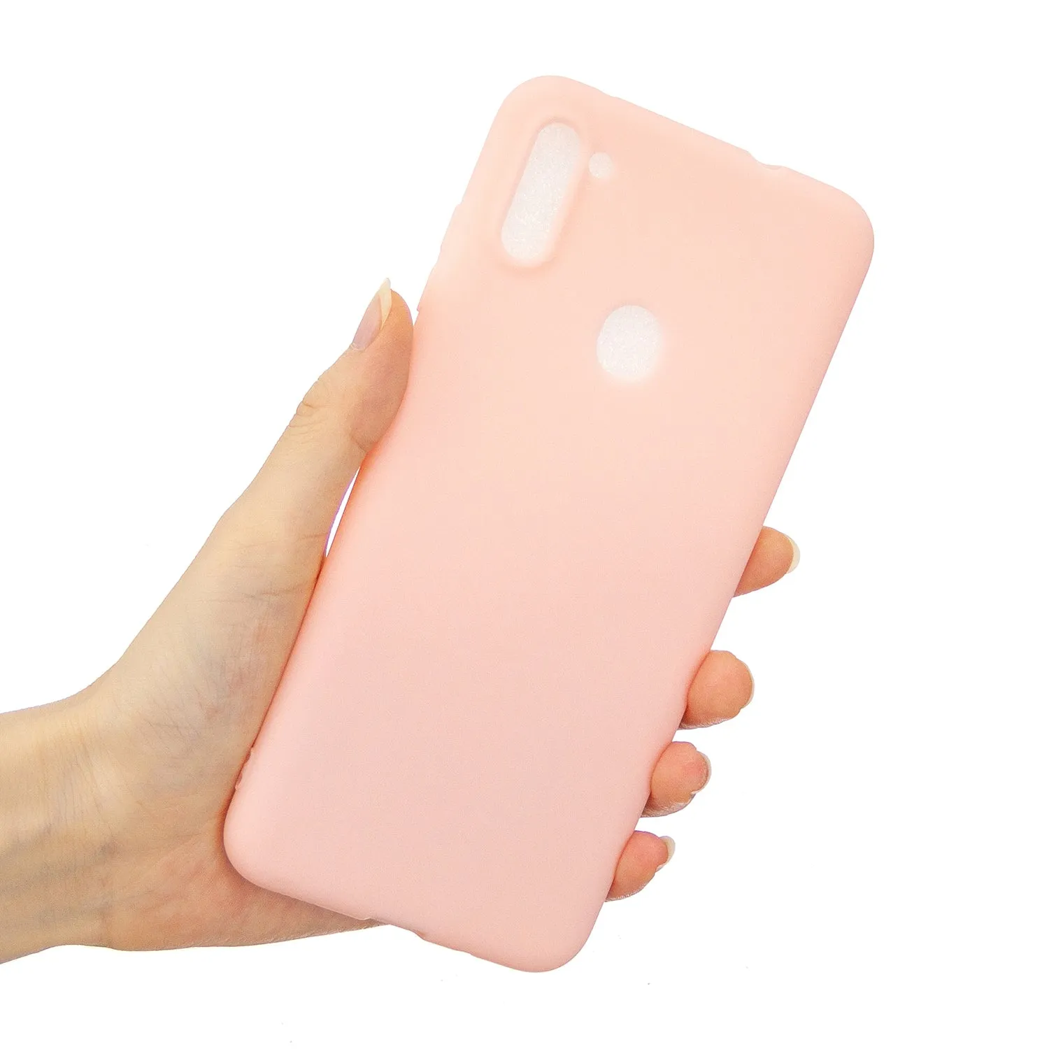 For Samsung A01/ A11/A21/A41/A51/A71/A81/A91 Mobile Phone Case Lovely Candy Color Matte TPU Anti-scratch Non-slip Protective Cover Back Case 6 light pink