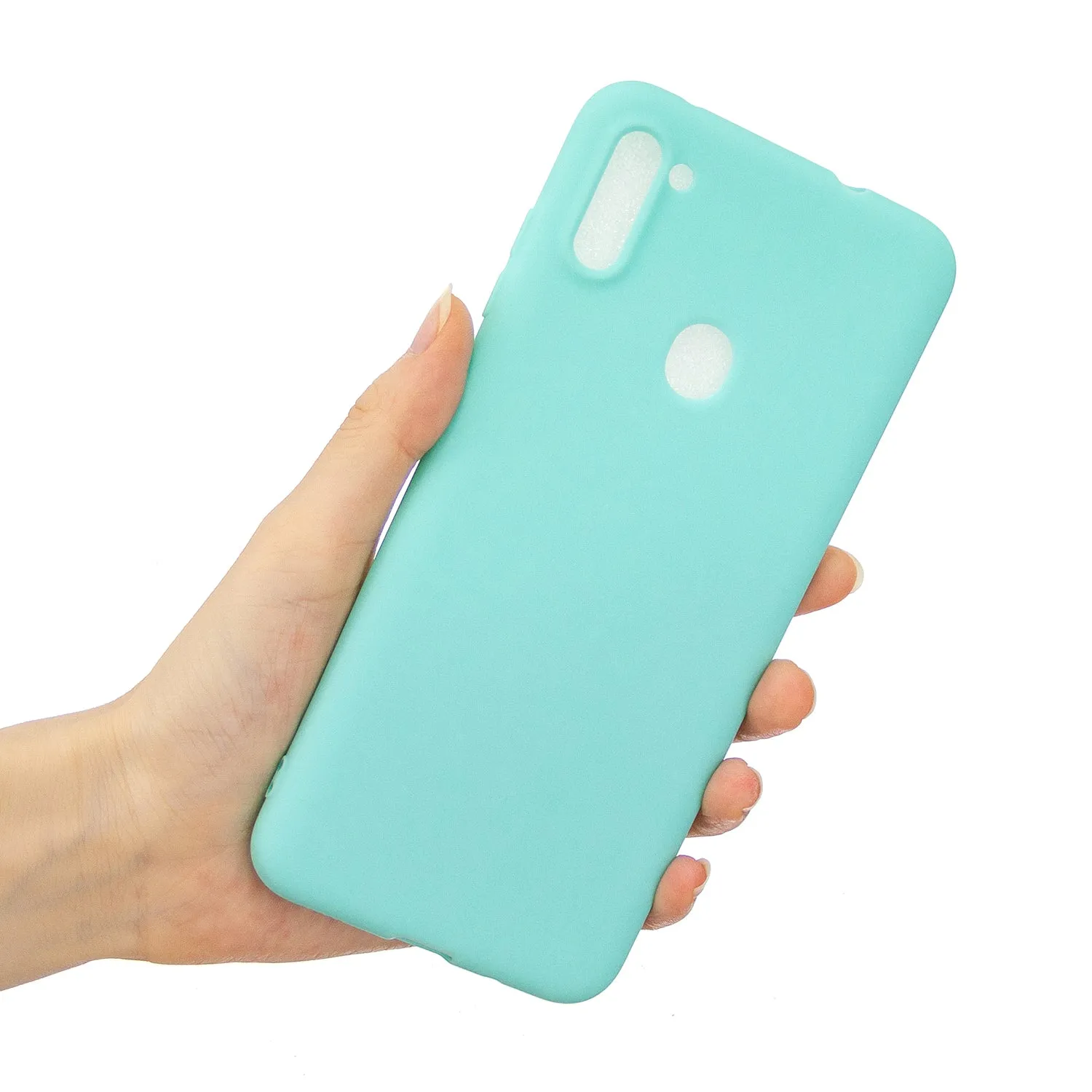 For Samsung A01/ A11/A21/A41/A51/A71/A81/A91 Mobile Phone Case Lovely Candy Color Matte TPU Anti-scratch Non-slip Protective Cover Back Case 8 light blue