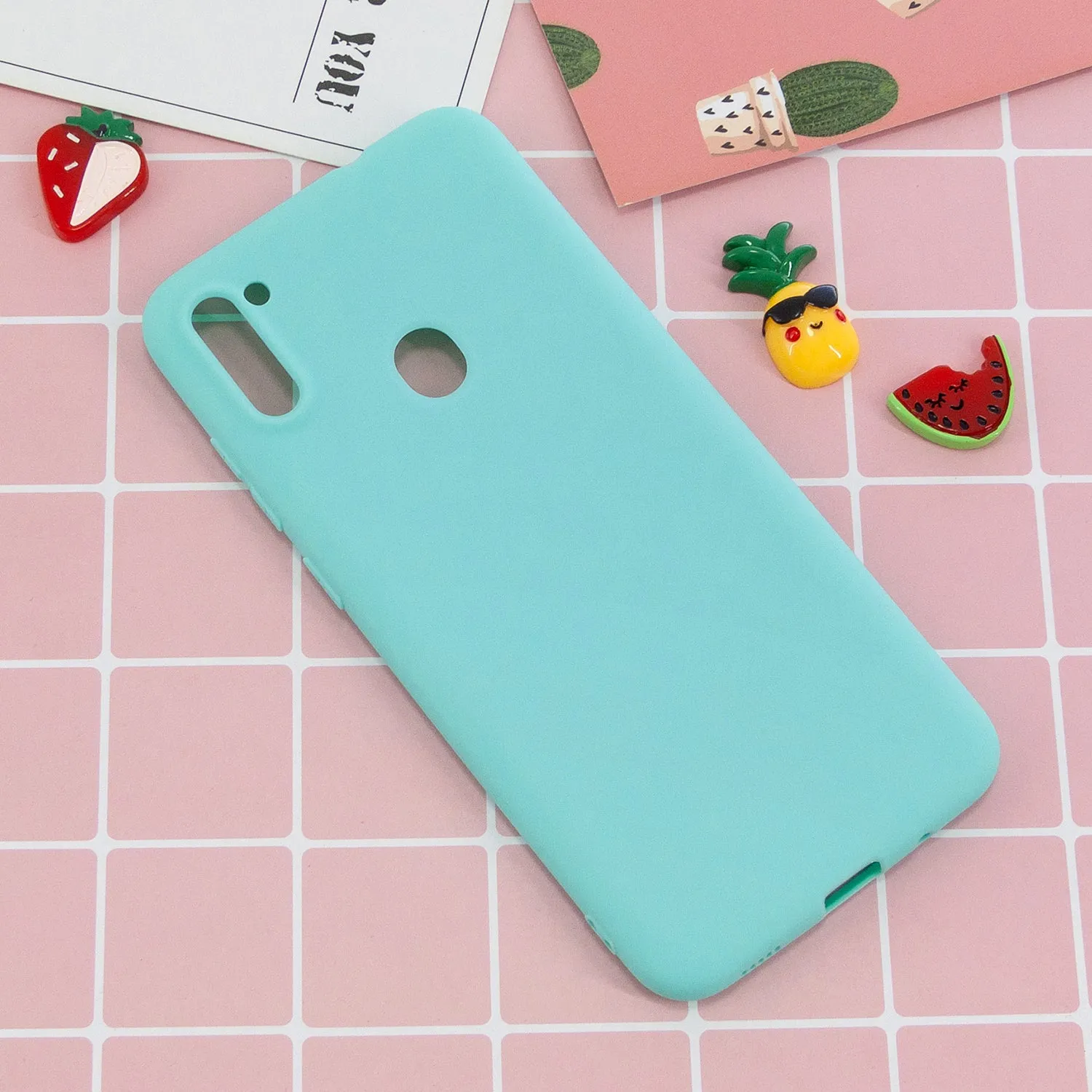 For Samsung A01/ A11/A21/A41/A51/A71/A81/A91 Mobile Phone Case Lovely Candy Color Matte TPU Anti-scratch Non-slip Protective Cover Back Case 8 light blue