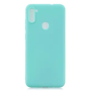 For Samsung A01/ A11/A21/A41/A51/A71/A81/A91 Mobile Phone Case Lovely Candy Color Matte TPU Anti-scratch Non-slip Protective Cover Back Case 8 light blue