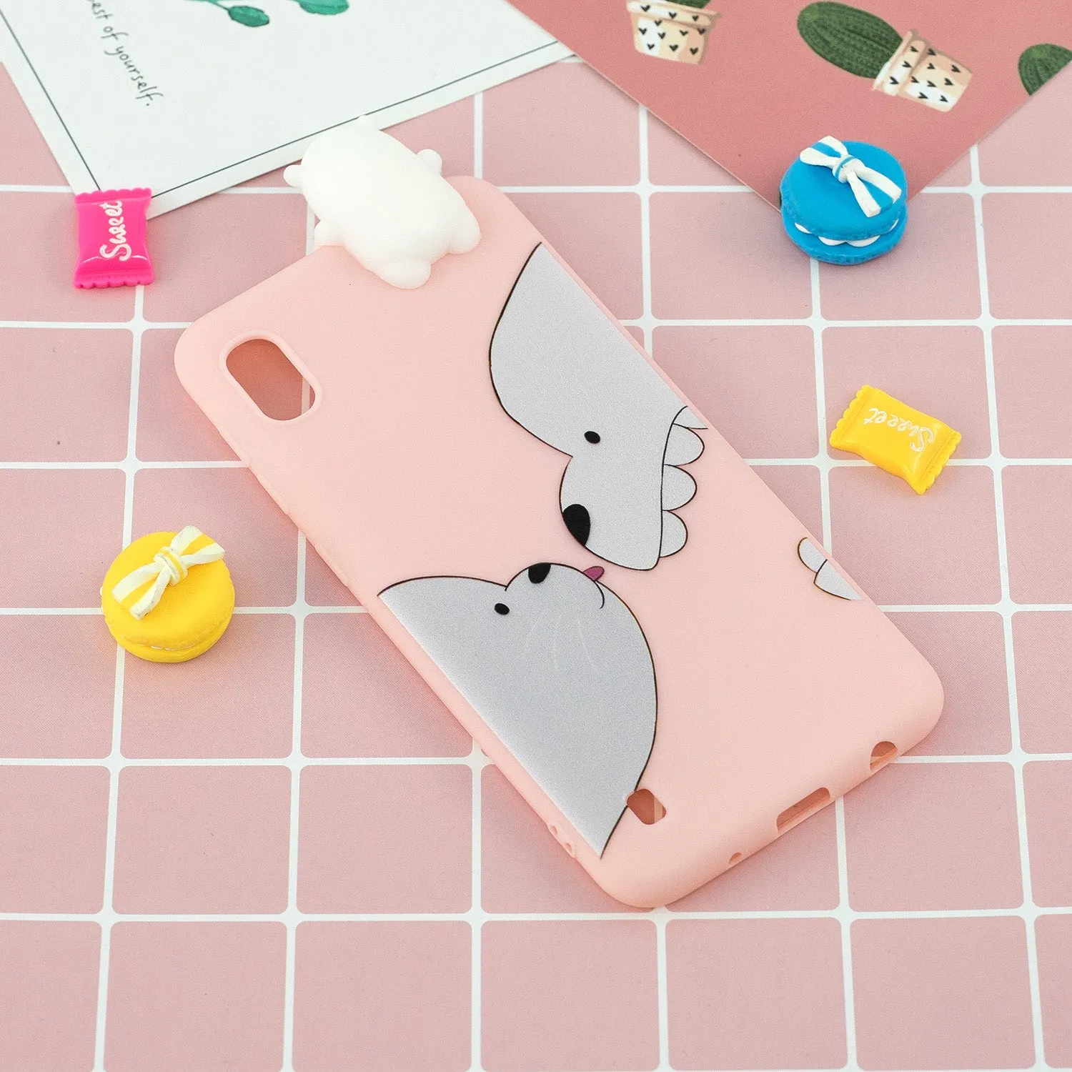 For Samsung A01 Soft TPU Case Back Cover 3D Cartoon Painting Mobile Phone Shell Big white bear